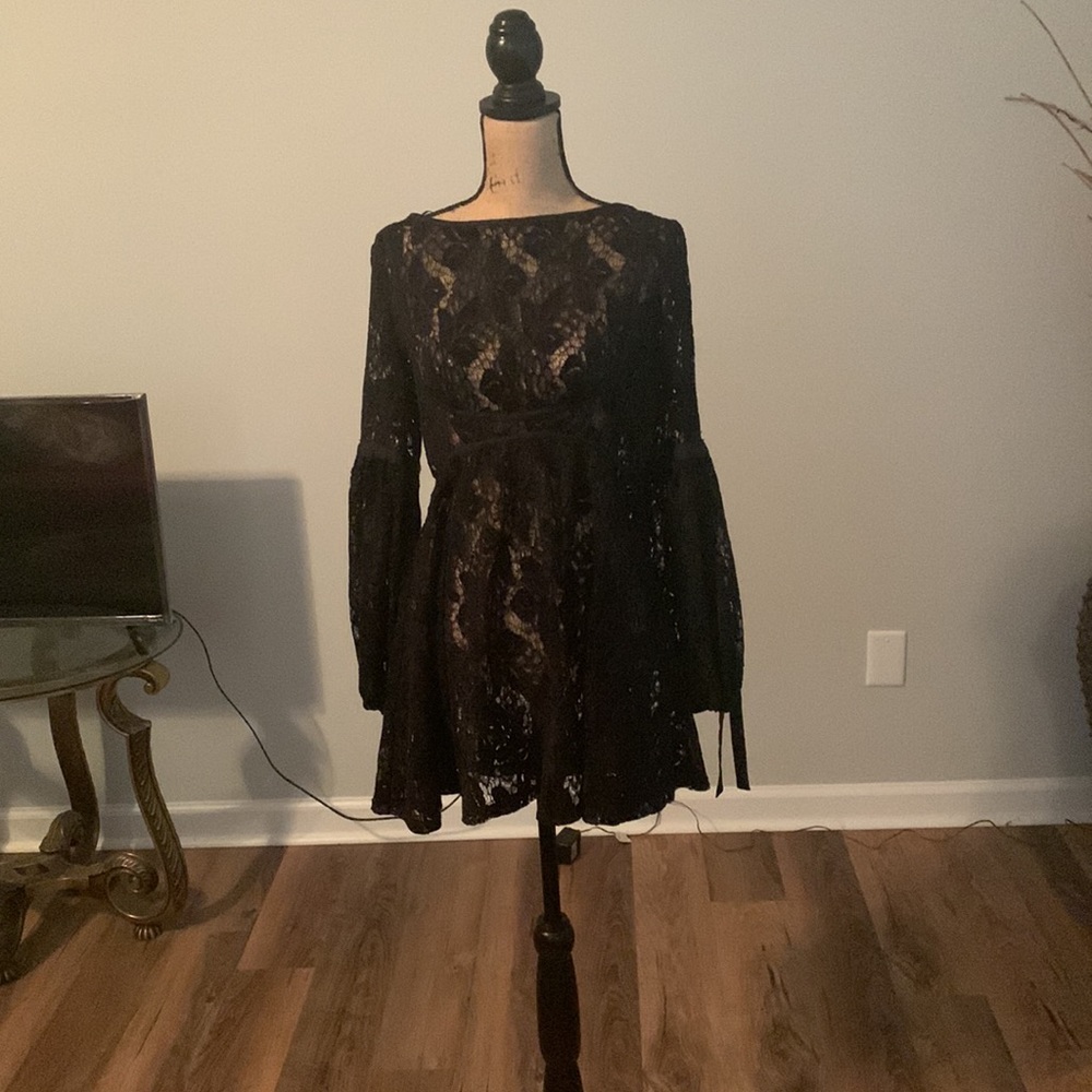 Free People Ruby Crochet Black Dress size XS